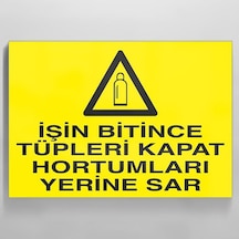 İşin Bitince Tüpleri Kapat Hortumları Sar Uyarı Levhası 50x70cm