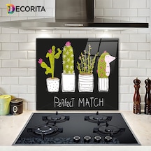 Cam Ocak Arkası Koruyucu | Perfect Match-Siyah Fon | 52cm x 60cm