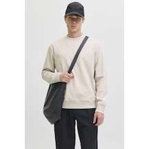 Jack & Jones Jack Jones Blachad Brandıng Bisiklet Yaka Erkek Sweat 12261386 Bej2