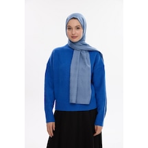 Mirsoy Scarf İpeksi Jakar Şal V Desen İndigo