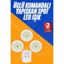 Flzdgnkr Dolap Işığı Mutfak Rafı Işığı Uzaktan Kumandalı 3 Lü Spot Led Lamba Çok Renkli