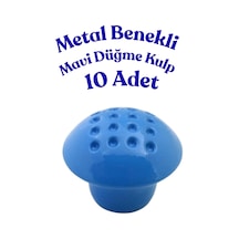 10 Adet Metal Benekli Yuvarlak Düğme Kulp - Çocuk Odası, Mutfak Ve Dolap İçin Modern Çekmece Kulbu Mavi Mavi