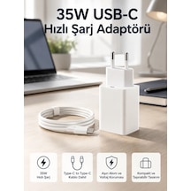 35w Usb-c Hızlı Şarj Adaptörü Type-c To C Kablo Seti Beyaz
