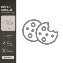 Kurabiye Atıştırmalık Mat Gri Dekoratif Folyo Sticker 14x14 Cm