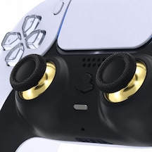 2 Adet Ps5 Analog Topuz Altın Krom Başlık Playstation 5 Kol Tamir Yedek Parça Siyah