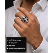 Grim Reaper Skull Ring Azrail Kuru Kafa Erkek Yüzüğü Çok Renkli
