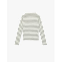 Koton Slim Fit Uzun Kollu Geniş Hafif Dik Yaka Çizgili Tişört Gri Çizgili 6sak50330ek Gri