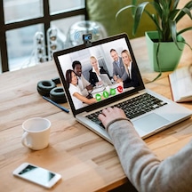 Qingmipy Usb Webcam Siyah-mavi, Plug & Play, Hd Lensli, Mikrofonlu, Çift Kullanimlı Tutucu, Video Konferans/ders İçin, 1.45m Kablolu