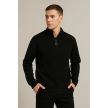 Erkek Fitilli Triko Kazak 2 Li Set Mint Yeşili Siyah Kalın Dokuma Pamuklu Regular Fit V