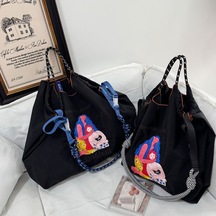 Jzcat Zarif İşlemeli Naylon Alışveriş Çantası Çanta - Siyah Kendini Kucakla