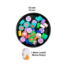 30 Adet 10 Mm Polimer Kil Fimo Boncuk Takı Bileklik + 1 Metre Lastikli Misina Hediye - Deniz Teması