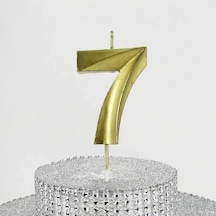 Parti Vitrini 7 Yedi Rakamlı Gold Altın Mum 6.5 Cm Çok Renkli