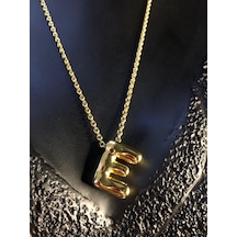 Vog 316 L Paslanmaz Çelik Balon E Harf Sarı Renk Sevgiliye,eşe,anneye,arkadaşa Hediye Kolye Sarı