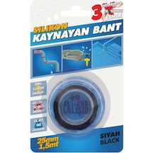 Silikon Kaynayan Çok Amaçlı Bant Boru Patlak Bandı 3katına Kadar Esner Su Altında Uygulanabilir 25x1,5mt-siyah