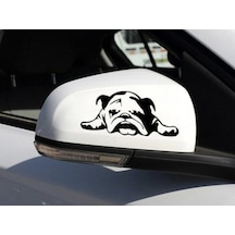 Yan Ayna Buldog Köpek Sticker Yapıştırma 2 Adet Siyah Renk Sticker