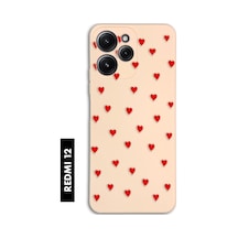 Xiaomi Redmi 12 Uyumlu Sevimli Kalpler Desenli Premium Silikonlu Lansman Telefon Kılıfı Pembe