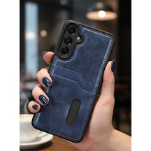 Samsung Galaxy S24 Fe İçin Uyumlu Kılıf Kart Bölmeli Deri Tasarımlı Kılıf