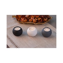 3 Renk El Yapımı Yuvarlak Beton Tealight Mumluk Set 3 Adet Mum Hediye
