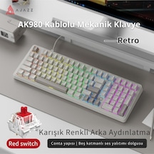 Ak980 Red Switch Kablolu Mekanik Oyun Klavyesi- Rainbow Aydınlatmalı - Retro