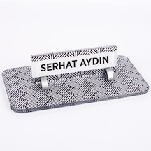 Çizgi Desenli Kristal Masa İsimliği Ofis İsimlik Ofis Hediye Masa Üstü Cam Masa İsimlik