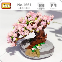 Loz 1661 Ebedi Çiçek Pembe Sakura Kiraz Ağacı Saksı Bitki 3d Modeli Dıy Mini Bloklar Tuğla Yapı Oyuncak Hiçbir Kutu