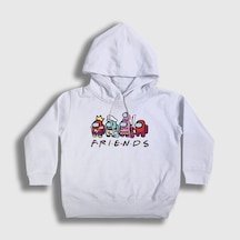 Presmono Unisex Çocuk Friends Among Us Kapüşonlu Sweatshirt Beyaz