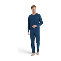 Pijadore Erkek %100 Pamuklu Uzun Kollu Pijama Takımı 2275 Mavi