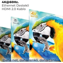 Nhd05 4k 60hz Yüksek Hızlı Hdmı & Ethernet Kablosu, 18gbps Veri Aktarım Hızı, Hdmı 2.0, Full Hd 3d Ready Teknolojisi, Pvc Kaplama, Bilgisayar Monitörü, Uhd Tv, Ps5, Ps4 Uyumlu 5 Metre Kablo
