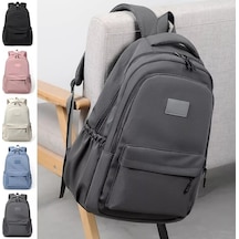 Solid Color Backpack Teenager School Bag Travel Shoulder Bag For Men Women Gray Gri Gri