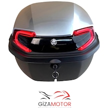 Işıklı- Sırt Dayamalı Motosiklet Çantası Gümüş Gri 33 Lt