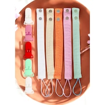 5'li Yıkanabilir Renkli Emzik Askısı %100 Pamuk 5 Askı 5 Klips