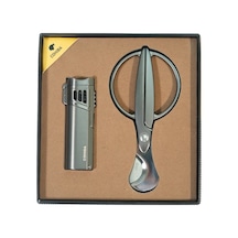 Cohiba 4 Torch Gunmetal Çakmak Gunmetal Makas İkili Puro Seti Tr9842