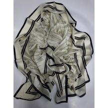 Miorel Scarfs G Tema Vual İpek Şal Halka Desen Silk Scarfs Fular Shawl Hijab Krem