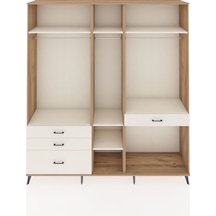 Hyperion Dolap 7 Raflı 4 Çekmeceli 3 Askılı 220x44x243 Çam-aytaşı/aytaşı Çok Renkli
