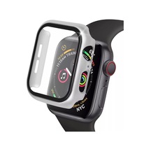 Apple Watch 40mm Camlı Kasa Ekran Koruyucu - Gümüş Açık Mavi