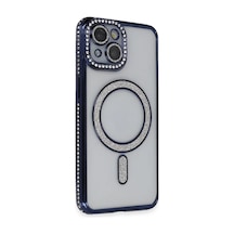 Apple İphone 14 Kılıf Joke Simli Magneticsafe Kılıf - Lacivert
