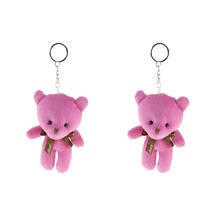Pelüş Ayıcık Anahtarlık İkili Set Fuşya 12 Cm