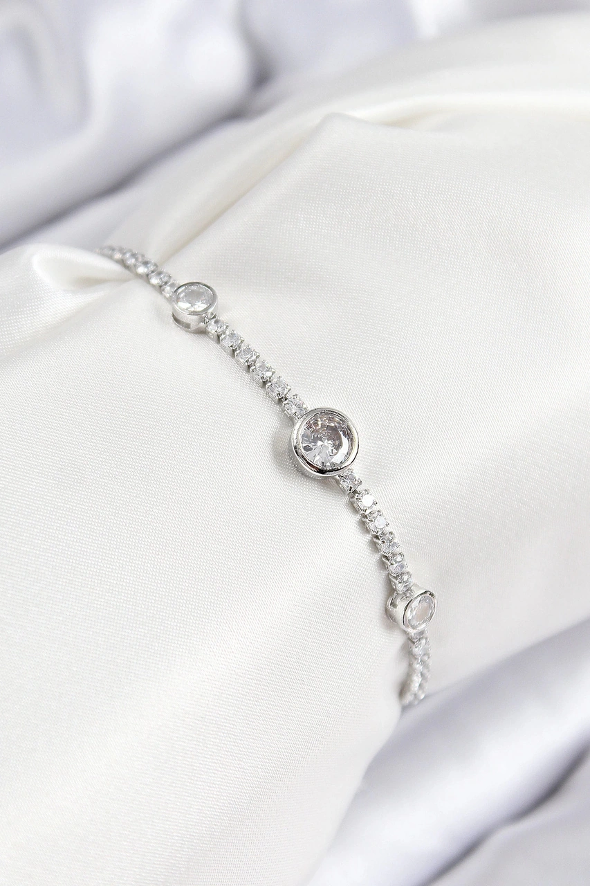 Dodes Dodes Pirinç Zirkon Taşlı Daire Model Gümüş Renk Asansörlü Kadın Bileklik Tg27bb7744 Çok Renkli