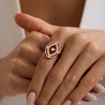 Passion Eye 14 Ayar Altın Yüzük Ruby T14425 Renkli