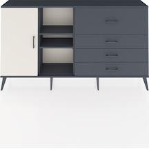 Arges Konsol 4 Raflı 4 Çekmeceli Tek Kapaklı 176x30x99 Antrasit-aytaşı/antrasit Aytası/antrasıt - Antrasıt