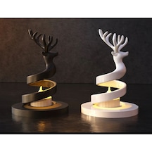 Özel Tasarım Geyik Tea Light Dekoratif Hediyelk Bioplastik Tealight Mumluk Beyaz - Siyah