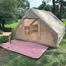 Yek Outdoor 420d Oxford 12 Kişilik 4 Mevsim Soba Çıkışlı Şişme Kamp Çadırı Pompalı, 400x300x210 Cm Krem