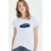 Subaru Impreza Stı Baskılı Beyaz Kadın Tshirt