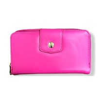 Me-vo Fermuarlı Kadın Cüzdanı, Çok Bölmeli, Pembe, Metal Detaylı Pembe