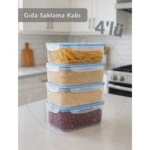 4'lü Vakumlu Saklama Kabı Seti Hava Almaz Bpa Free Kilitlenebilir Gıda Erzak Kabı 4 L Şeffaf