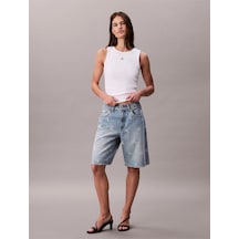 Calvin Klein Jeans Kadın Etiketli Pamuklu Fitilli Beyaz Bluz Lv047c201g-yaa Beyaz