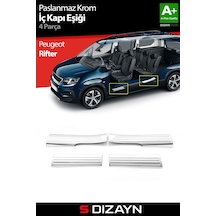 S-dizayn Peugeot Rifter Krom İç Kapı Eşiği 4 Prç 2019 Üzeri A+ Kalite