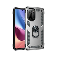 Xiaomi Poco F3 Kılıf Sofya Yüzüklü Silikon Kapak - Gümüş 0.2M-Çok Renkli