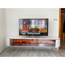 Desing Tv Sehpası 140cm Beyaz+gümüş