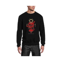 Kurukafa Oraak Balık Baskılı Siyah Erkek Örme Sweatshirt (528796431)